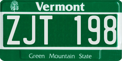 VT license plate ZJT198