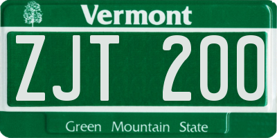 VT license plate ZJT200
