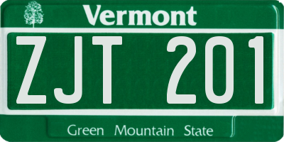VT license plate ZJT201