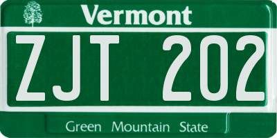 VT license plate ZJT202