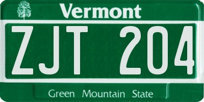 VT license plate ZJT204