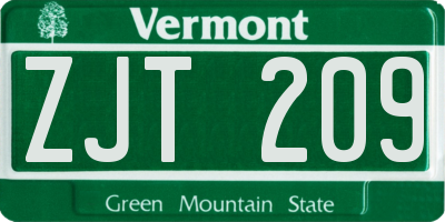 VT license plate ZJT209