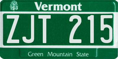 VT license plate ZJT215