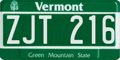 VT license plate ZJT216