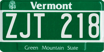 VT license plate ZJT218