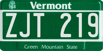 VT license plate ZJT219