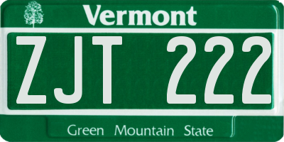 VT license plate ZJT222