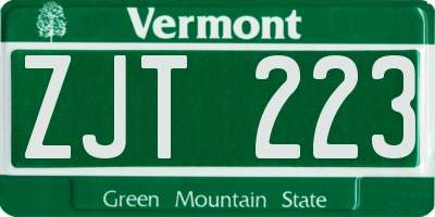 VT license plate ZJT223