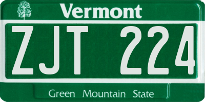 VT license plate ZJT224