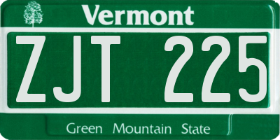 VT license plate ZJT225