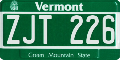VT license plate ZJT226
