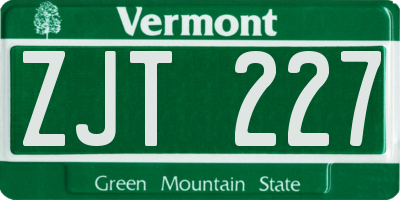 VT license plate ZJT227