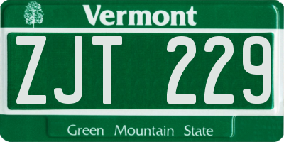 VT license plate ZJT229
