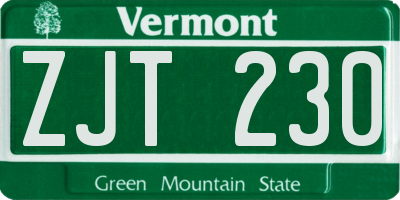 VT license plate ZJT230
