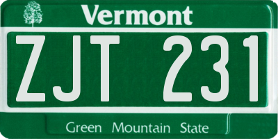 VT license plate ZJT231