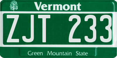 VT license plate ZJT233
