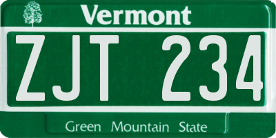 VT license plate ZJT234