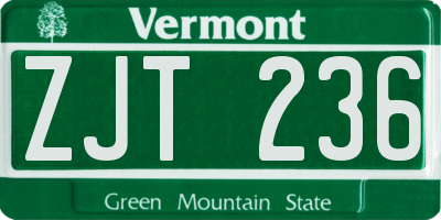 VT license plate ZJT236