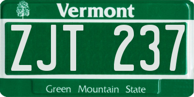 VT license plate ZJT237