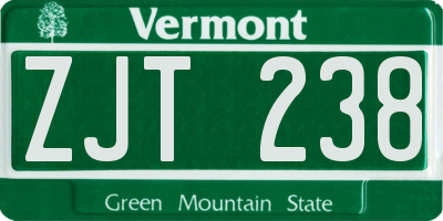 VT license plate ZJT238