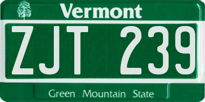 VT license plate ZJT239