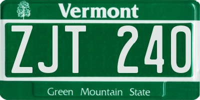 VT license plate ZJT240