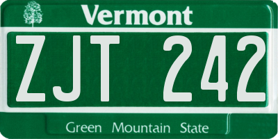 VT license plate ZJT242