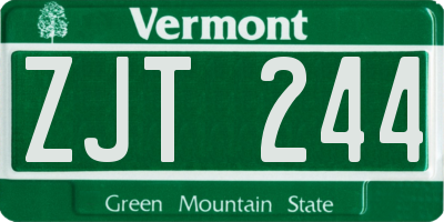 VT license plate ZJT244