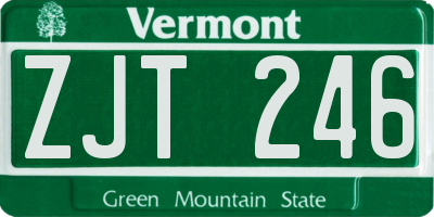 VT license plate ZJT246