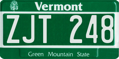 VT license plate ZJT248
