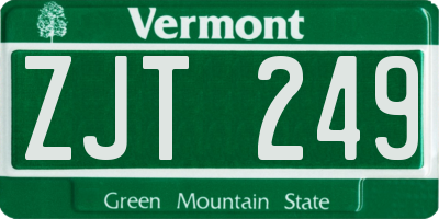 VT license plate ZJT249