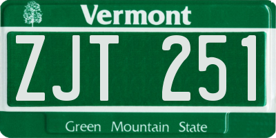 VT license plate ZJT251