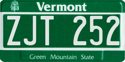 VT license plate ZJT252