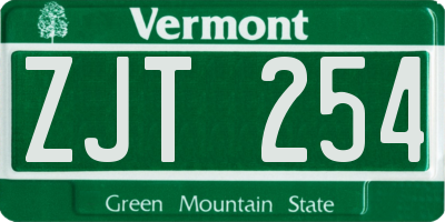 VT license plate ZJT254