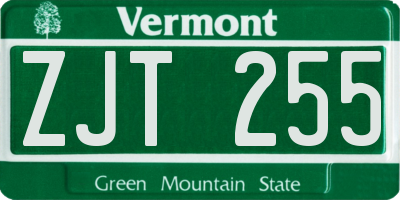 VT license plate ZJT255