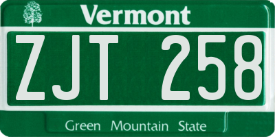VT license plate ZJT258