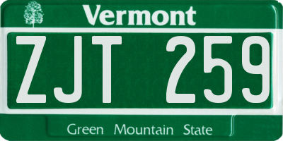 VT license plate ZJT259