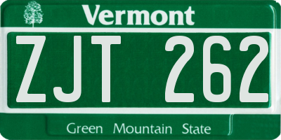 VT license plate ZJT262