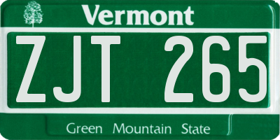 VT license plate ZJT265