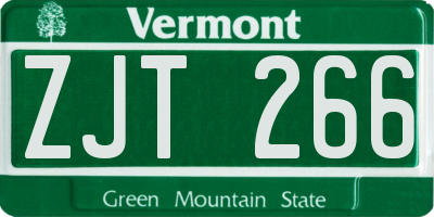 VT license plate ZJT266