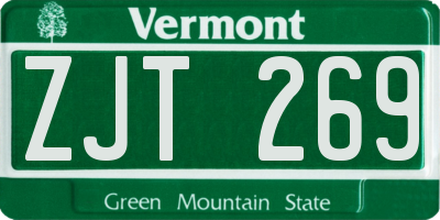 VT license plate ZJT269