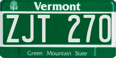 VT license plate ZJT270
