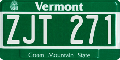 VT license plate ZJT271