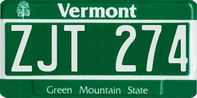 VT license plate ZJT274
