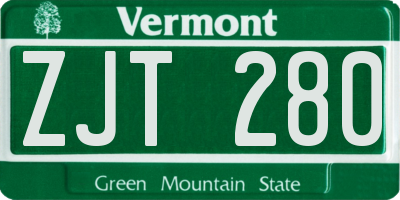VT license plate ZJT280