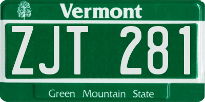 VT license plate ZJT281