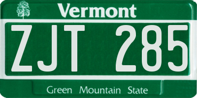 VT license plate ZJT285