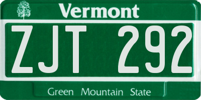 VT license plate ZJT292