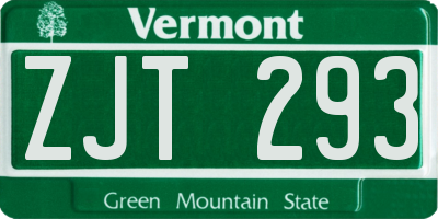VT license plate ZJT293