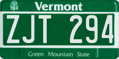 VT license plate ZJT294